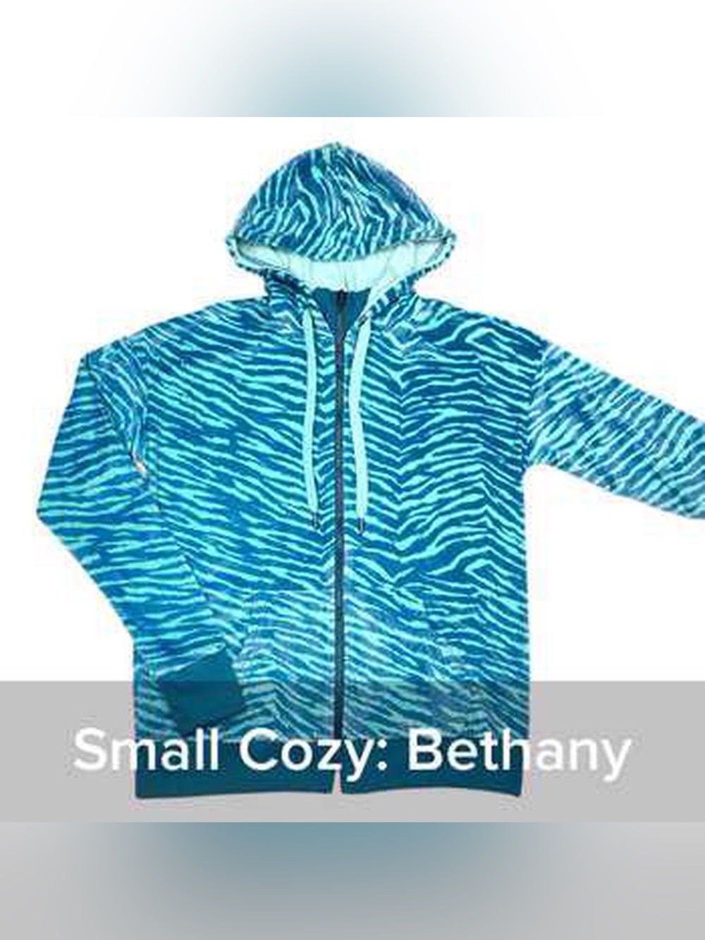 LuLaRoe Small Blue Zebra-Print Cozy Zip Hoodie